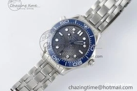 0310 Affordable Seamaster Diver 300M ZF 1:1 Best Edition Blue Ceramic Gray Dial on SS Bracelet A 7734